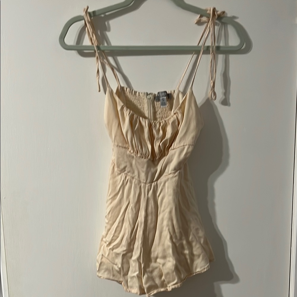 Urban Outfitters Cream Ruched Mini Romper Jumpsuit